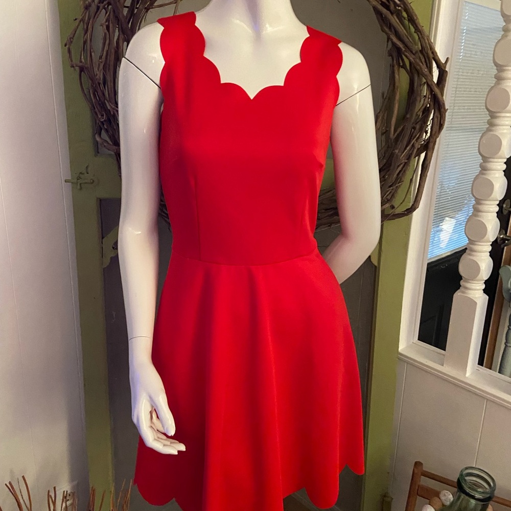 Scallop Red Dress